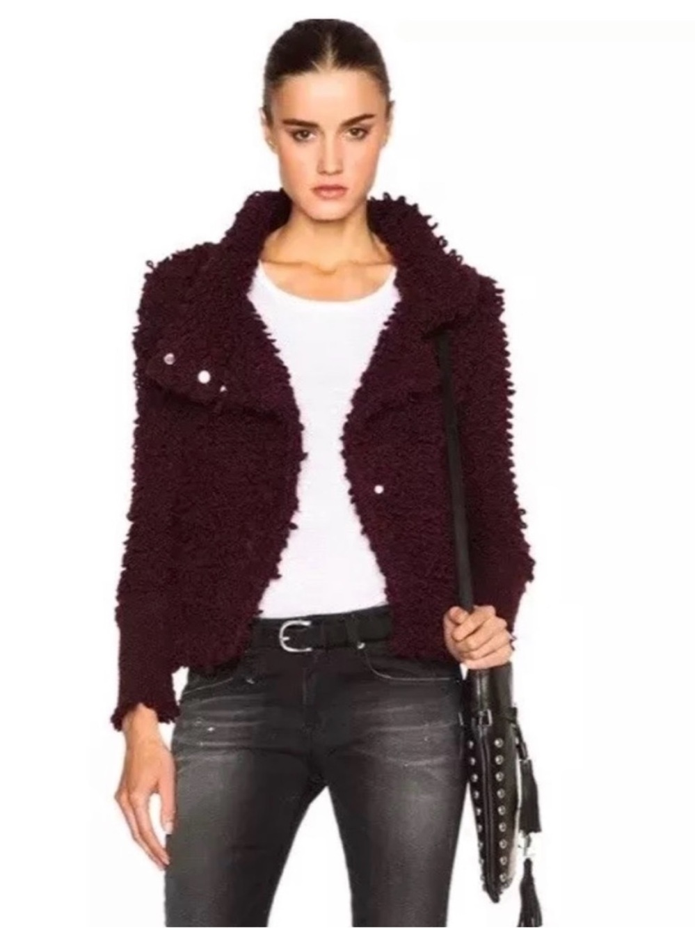 IRO Women's Deep Burgundy Teddy Jacket